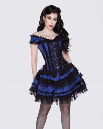 Duchess overbust steel boned corset in blue fleur de Lys