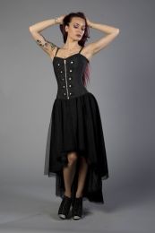 Mollflanders victorian gothic corset dress in black satin and black lace overlay