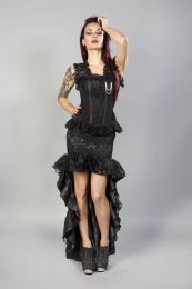 Helena skirt in black satin black lace overlay 