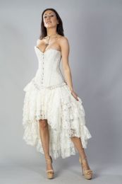 Amelia long burlesque skirt in cream lace