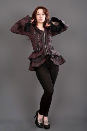Attitude Ladies gothic jacket in black and red stripes