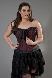 Lily overbust plus size corset in burgundy taffeta