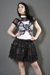 Lolita burlesque mini skirt in black satin and black mesh overlay