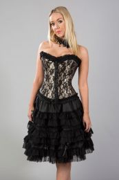 Lolita knee length burlesque skirt in black taffeta 