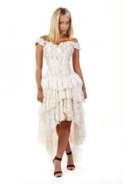 Ophelie burlesque corset dress in cream king brocade