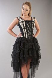 Ophelie victorian gothic corset dress in cream satin flock