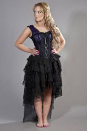 Ophelie gothic corset dress in purple satin flock