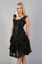 Sophia knee length burlesque corset dress in black king brocade