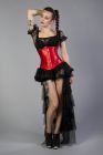 Candy underbust steel boned waist training corset in red satin