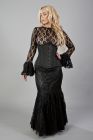 Panel long mermaid skirt in black satin and black lace overlay