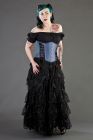 Victorian long gothic skirt in black cotton and black lace overlay