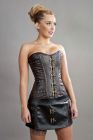 c-lock overbust steampunk corset in brown and black matte
