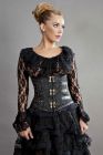 c-lock underbust steampunk corset in black scroll brocade