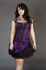 Candy mini flare skirt in purple satin and black lace overlay