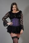 Candy underbust plus size waist training corset in purple brocade