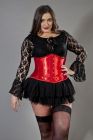 Candy underbust plus size waist training corset in red satin