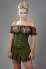 Candy underbust steel boned corset in olive green twill