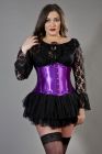 Candy underbust steel boned plus size corset in purple satin