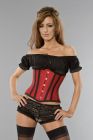 Candy underbust waist training corset in red taffeta with black piping