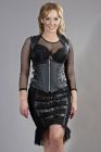 Cecillia underbust corset with straps in black matte vinyl