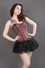 Daisy overbust burlesque corset in red tartan