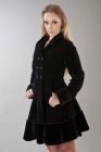 Dark women's coat in black velvet flock and black fur