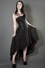 Devine corset dress in black satin with black lace overlay