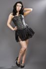 Dominatrix overbust steampunk corset in black matte vinyl