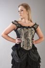 Duchess overbust corset with straps in gold king brocade