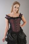 Duchess overbust corset with straps in red scroll brocade