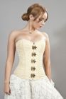 Elegant c-lock steel boned overbust corset in cream brocade