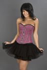 Elegant overbust steel boned corset in pink tartan