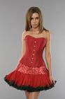 Elegant overbust waist training corset in red taffeta