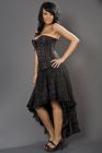 Elizium high low skirt in black satin and black lace overlay