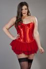 Glamour overbust plus size corset in red satin