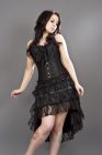 Gothic knee length skirt in black satin and black lace overlay
