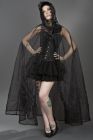 Hooded victorian gothic cape in black organza