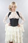 Juliette burlesque underbust halter corset in black scroll brocade