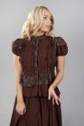 Katie victorian shirt with frills in brown chiffon and brown lace