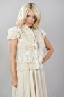 Katie victorian shirt with frills in cream chiffon and cream lace