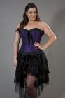 Lily overbust plus size corset in purple taffeta