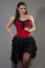 Lily overbust plus size corset in red taffeta