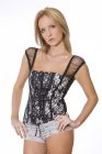 Lucy white cotton top with black lace overlay