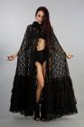 Julia gothic hooded cape in black lace with chiffon details. Perfect for your romantic and elegant aristocrat outfits.