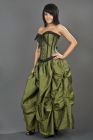 Ballgown victorian maxi skirt in olive green taffeta