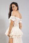 Elvira long burlesque skirt in cream and brown lace
