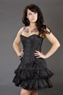 Mistress overbust steel boned corset in black taffeta