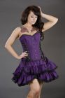 Mistress overbust steel boned corset in purple taffeta