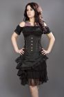 Mistress underbust steel boned waist training corset in black taffeta