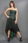 Mollflanders corset dress in green satin and black lace overlay
